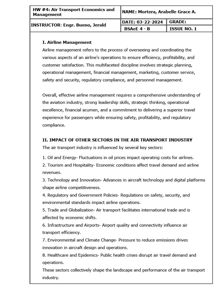 Airline Management and Economic Impact | PDF | Air Traffic Control ...