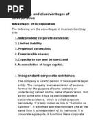 Advantages and Disadvantages of Incorporation