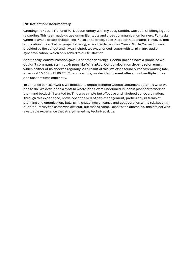 INS Documentary Reflection Hridaanf | PDF