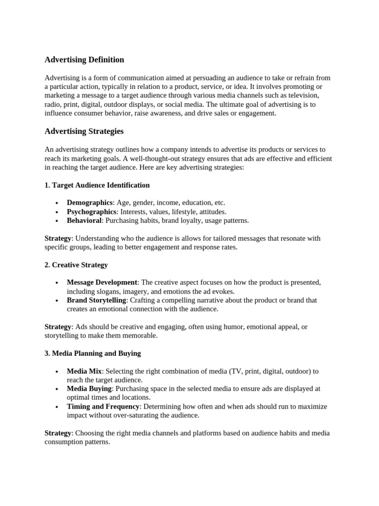 Advertising Definition | PDF | Advertising | Target Audience