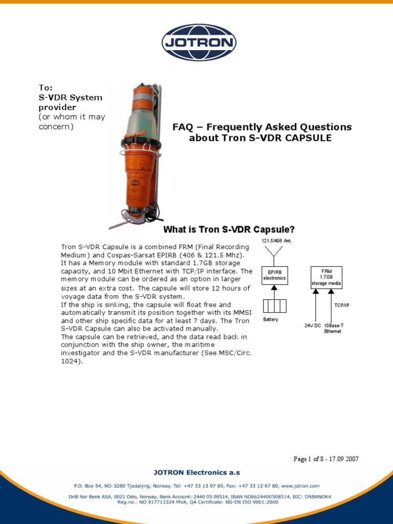 Faq Tron S Vdr Capsule Ver B Communications Protocols Ships