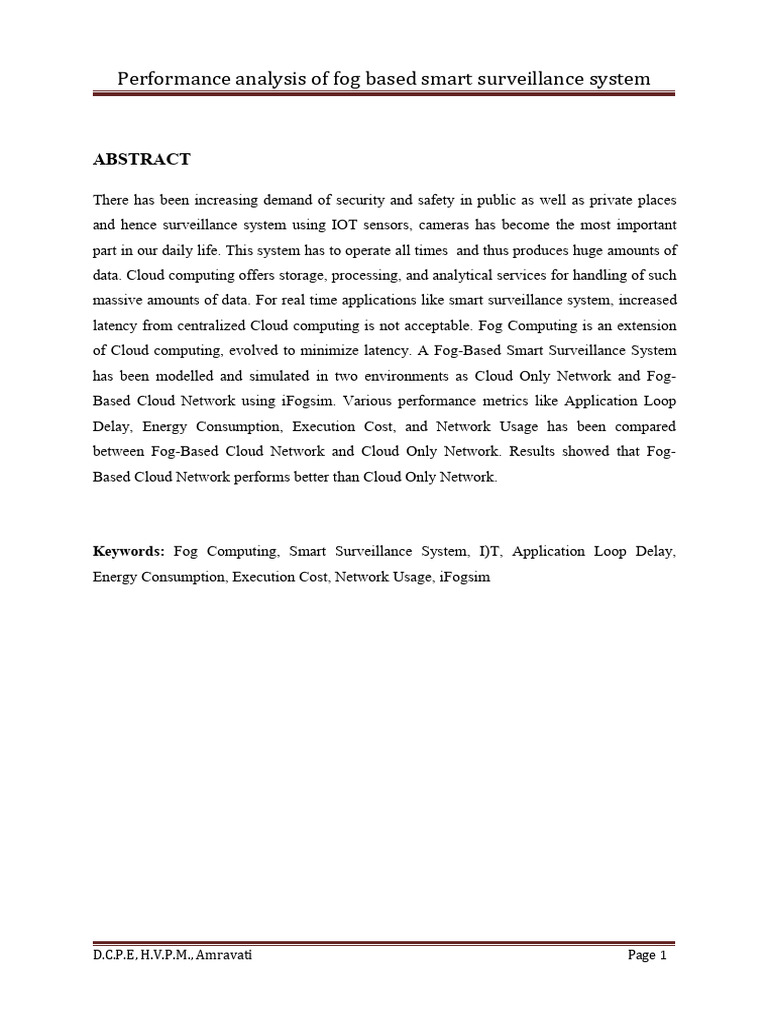 Report On Fog Based Smart Srveillance System | PDF | Computer Network ...