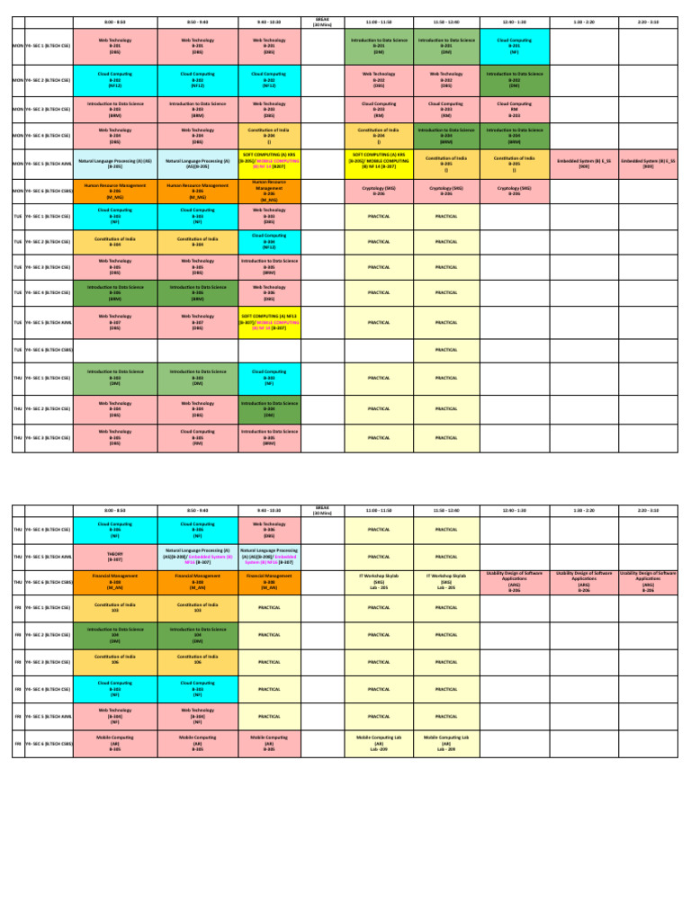 B.Tech CSE Course Schedule Overview | PDF | Computing | Computer Science