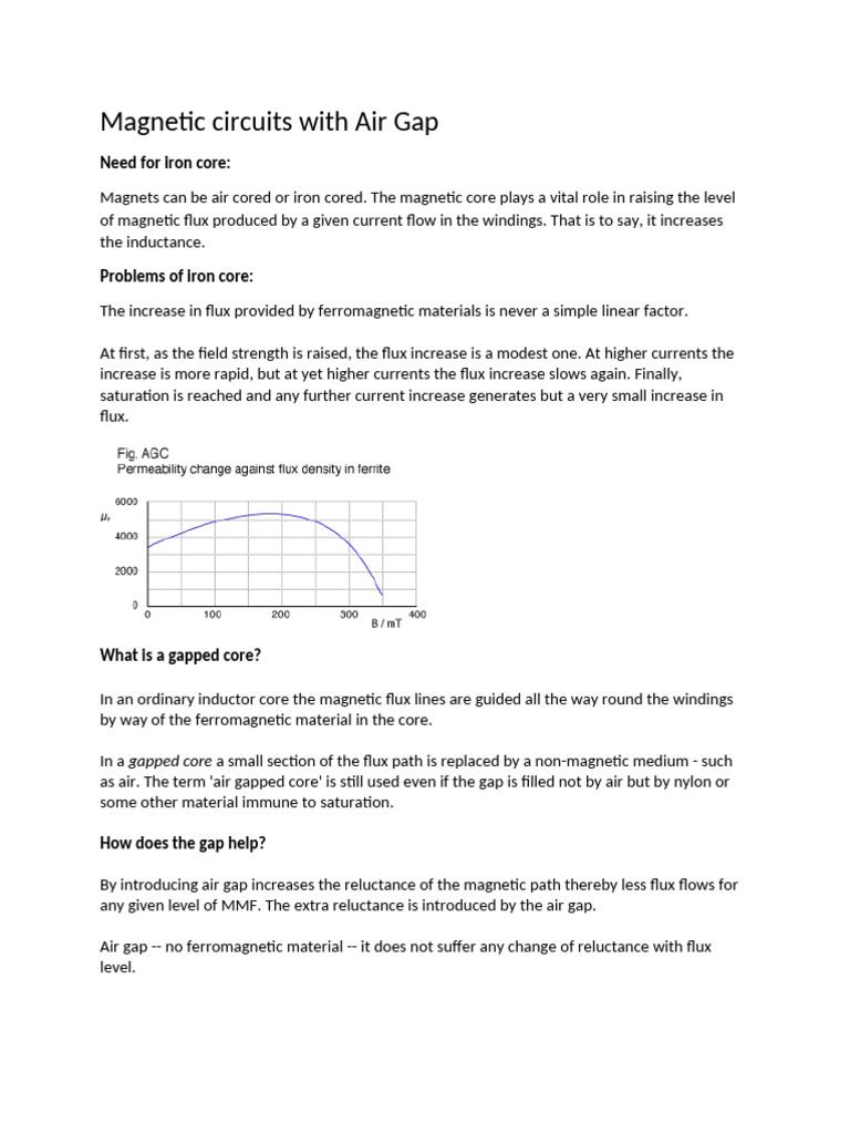 Understanding Magnetic Circuits with Air Gaps | PDF | Inductance | Inductor