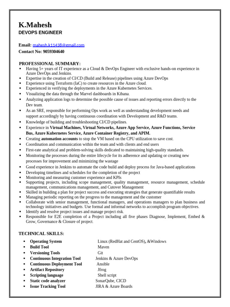 DevOps Engineer with Azure Expertise | PDF | Microsoft Azure | Software ...