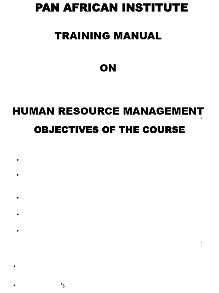 Human Resource Management Training Manual | PDF | Human Resource ...