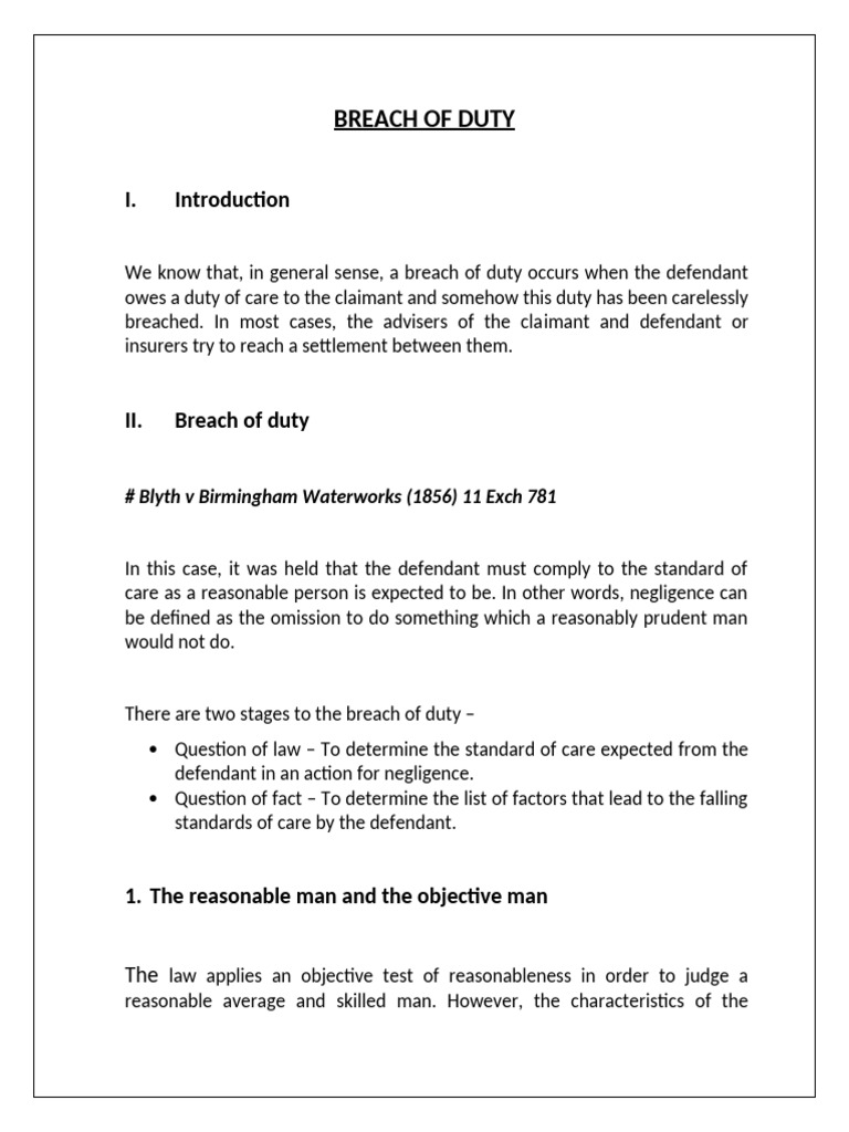 Breach of duty | PDF | Negligence | Reasonable Person