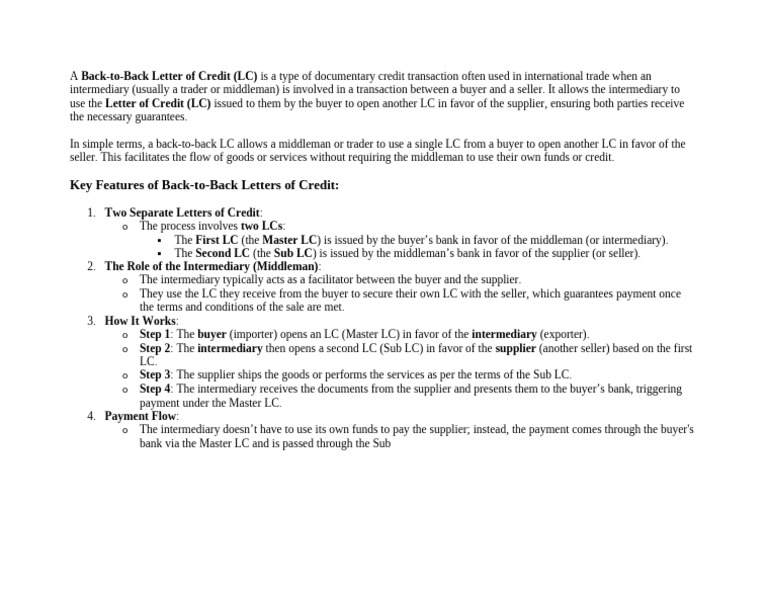 Back To Back LC | PDF