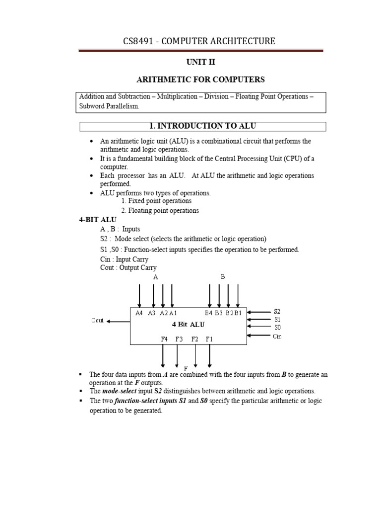 CA - UNIT 2 - NOTES | PDF | Division (Mathematics) | Arithmetic