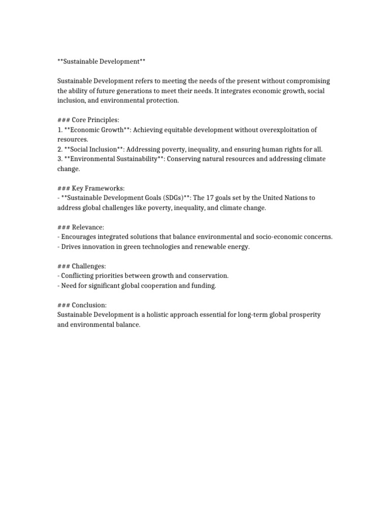 Sustainable Development Principles Explained | PDF