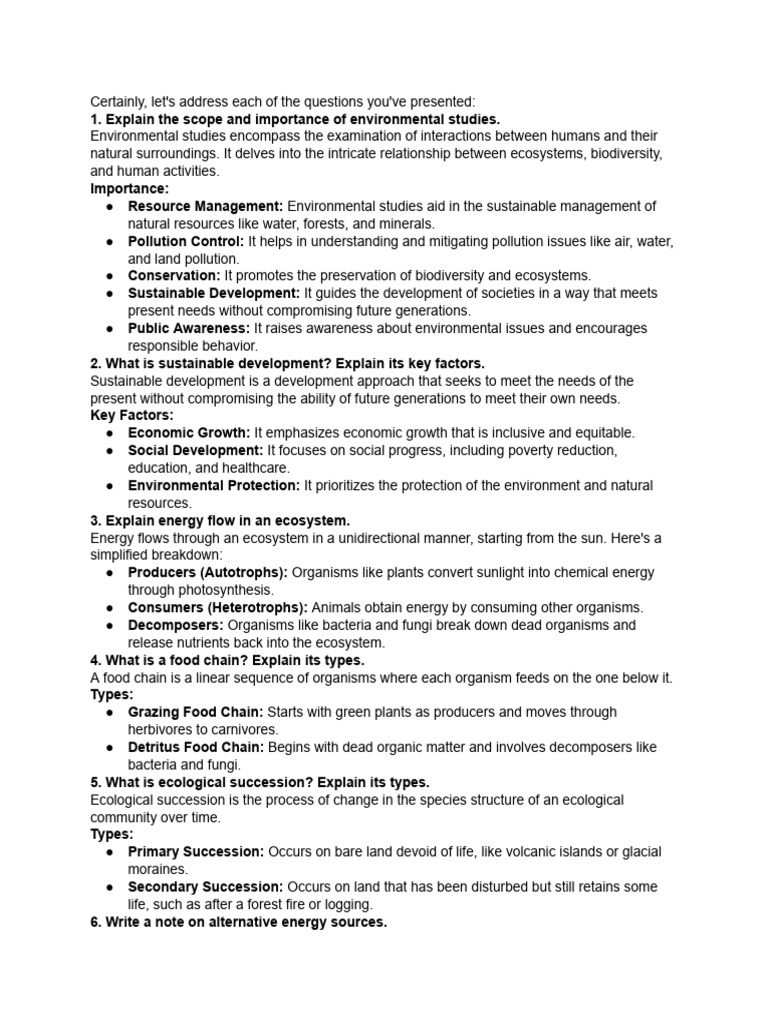 Answer All The Questions | PDF | Ecosystem | Sustainable Development