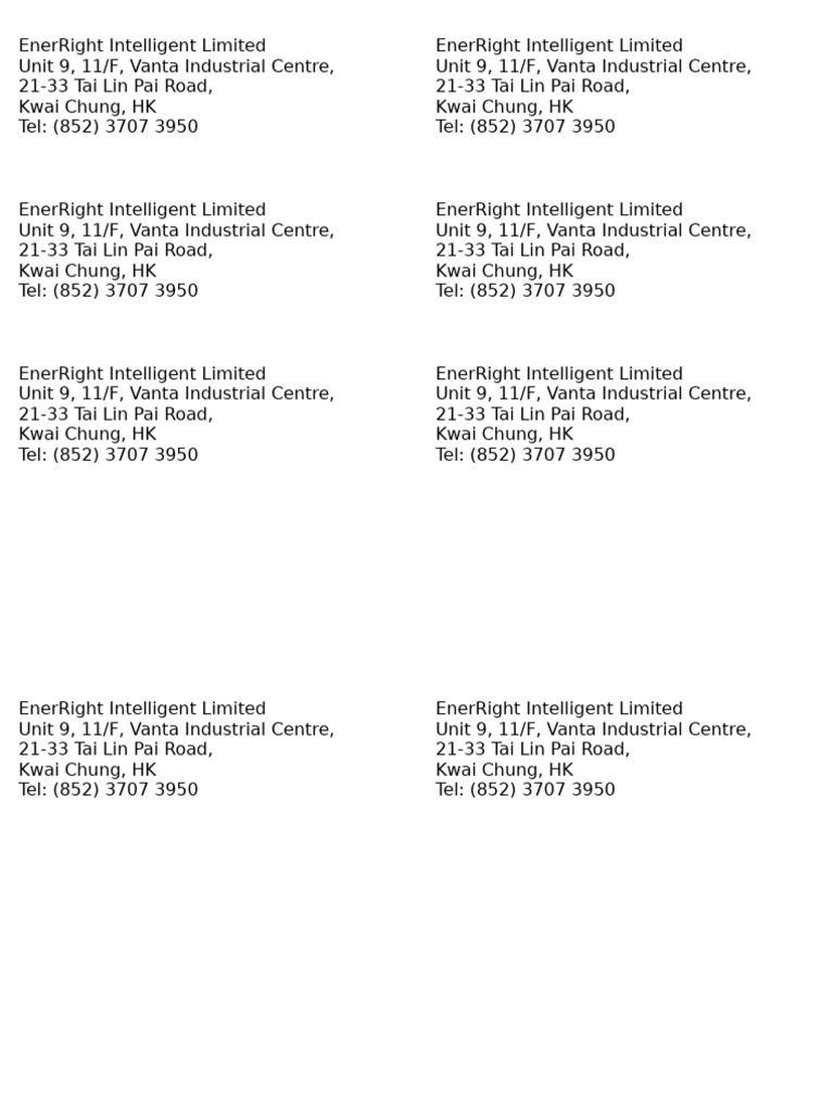 EnerRight Intelligent Limited Contact Info | PDF
