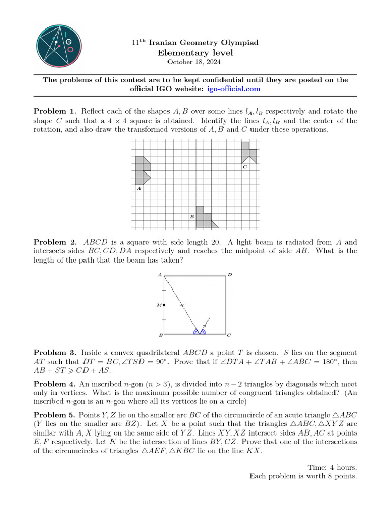 11th Iranian Geometry Olympiad Problems | PDF | Triangle | Geometry