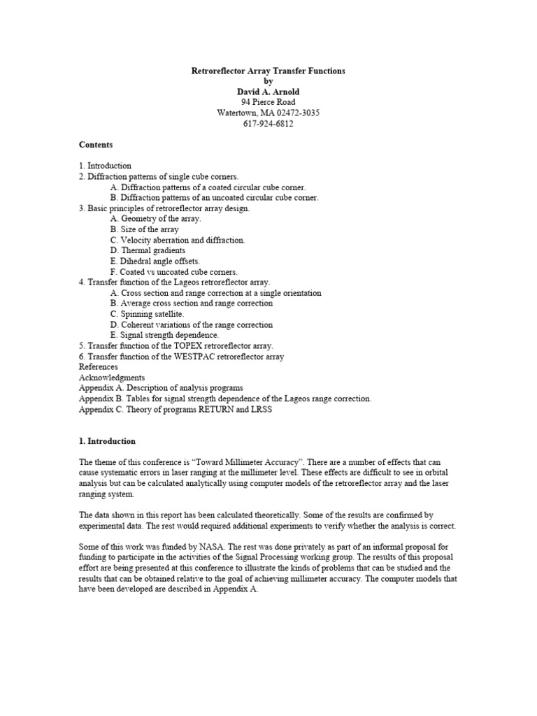 Retroreflector Array Transfer Functions | PDF | Polarization (Waves ...