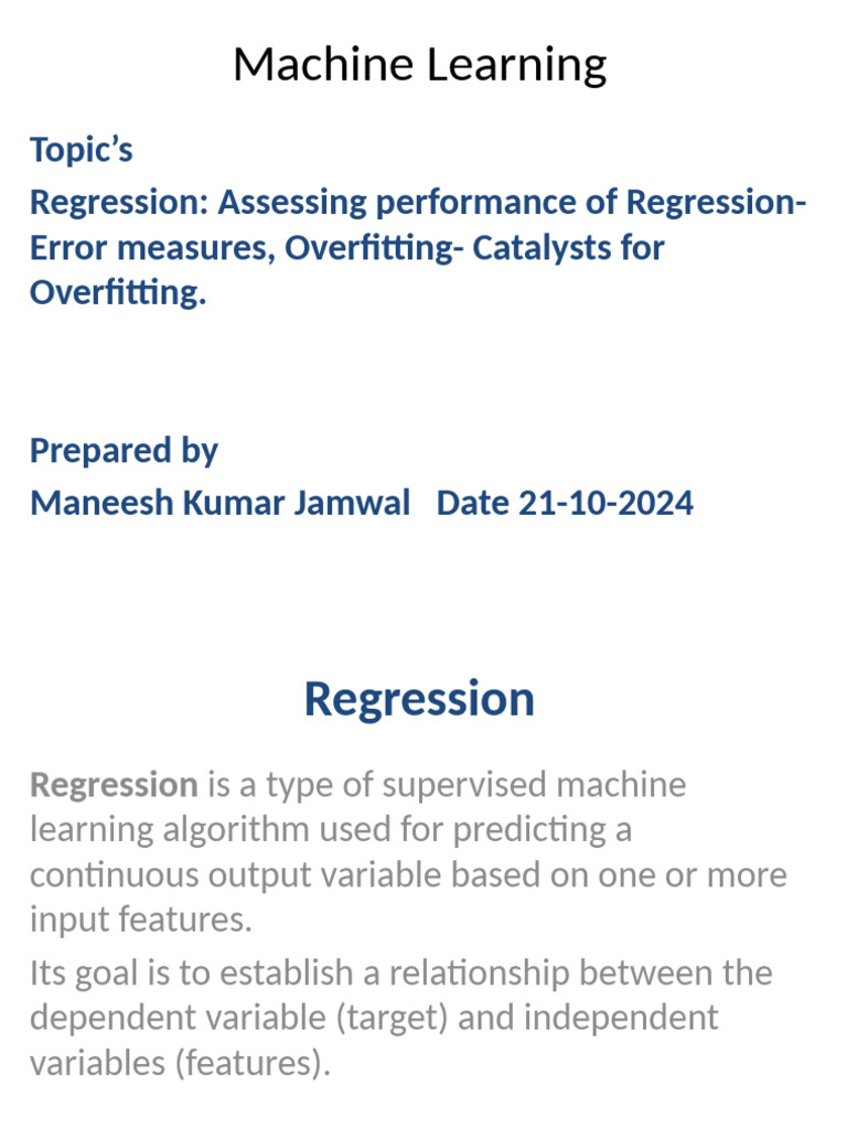 Understanding Regression in Machine Learning | PDF | Regression ...