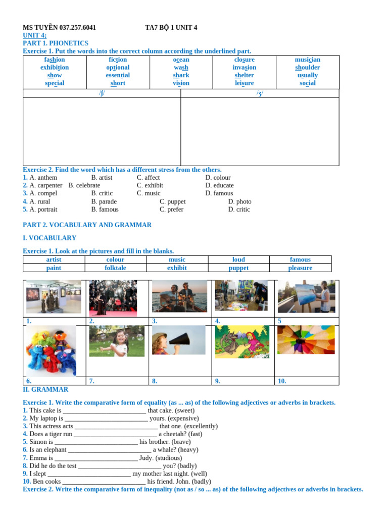 Phonetics and Grammar Exercises | PDF