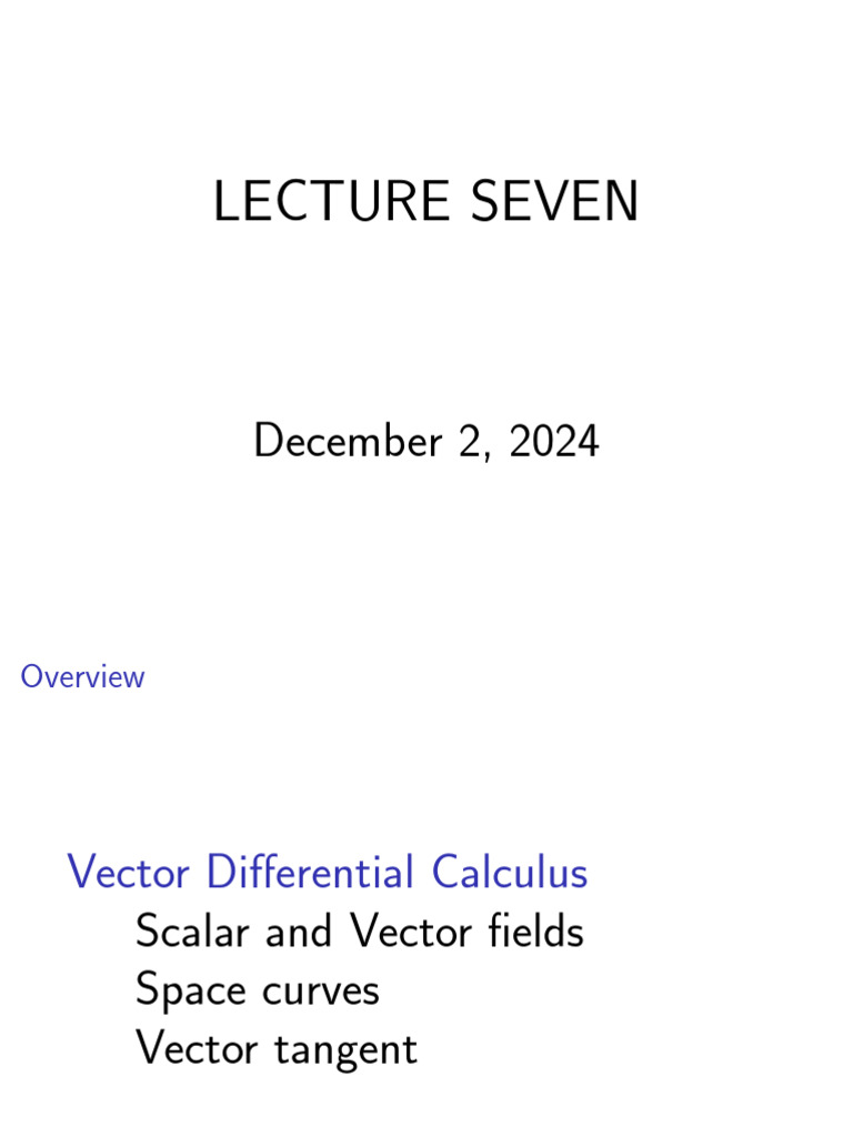 Lecture Seven | PDF | Vector Space | Function (Mathematics)