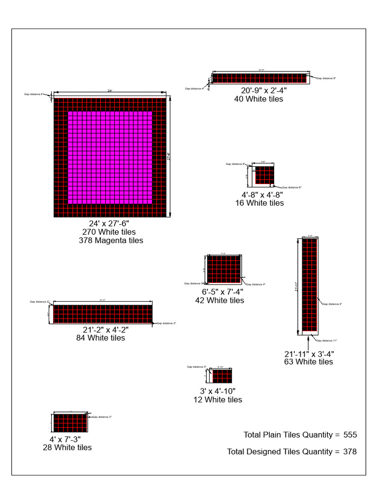 Tile Layout and Quantity Details | PDF