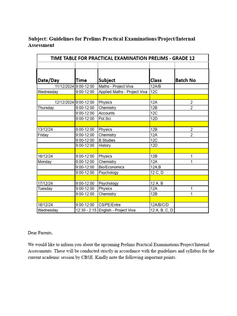 Guidelines For Practical Exams | PDF
