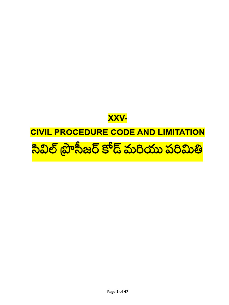 15. Xxv - Civil Procedure Code and Limitation Act_mixed (1) | PDF