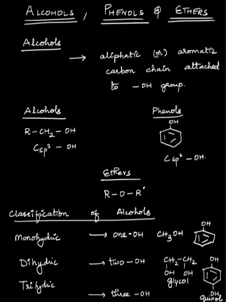 Alcohols Notes Pdf