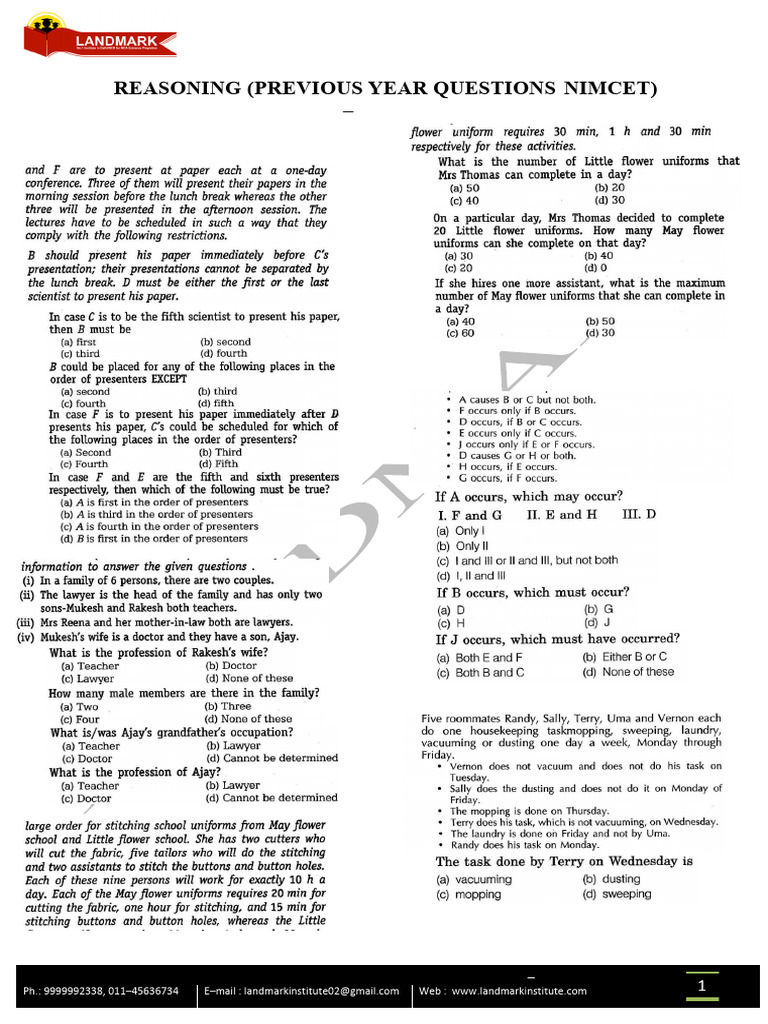 Reasoning Combine All Topics | PDF