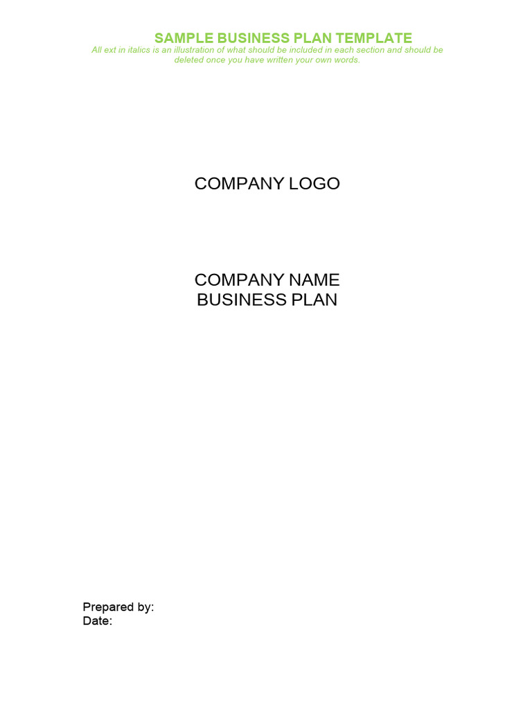 Sample Business Plan Template | PDF | Swot Analysis | Financial Economics