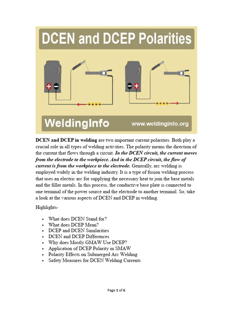 Understanding DCEN and DCEP in Welding | PDF | Construction | Welding