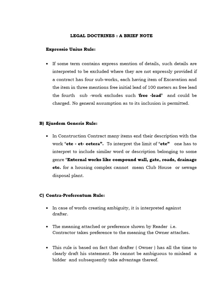 Legal Doctrines - Brief Note - 1 | PDF | Estoppel | Statutory ...