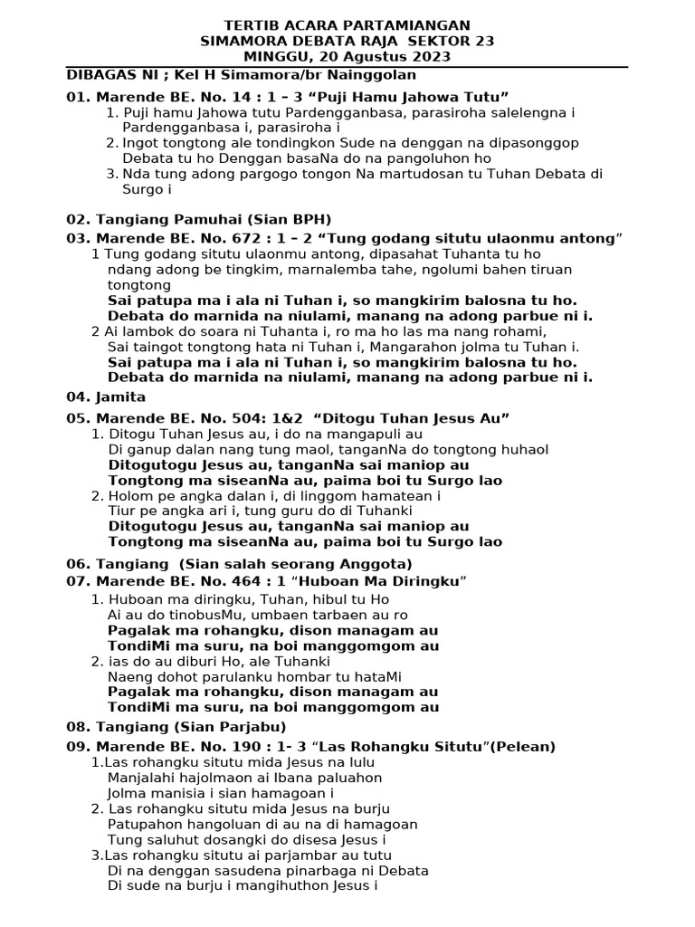 Acara Partamiangan Simamora. Agustus | PDF