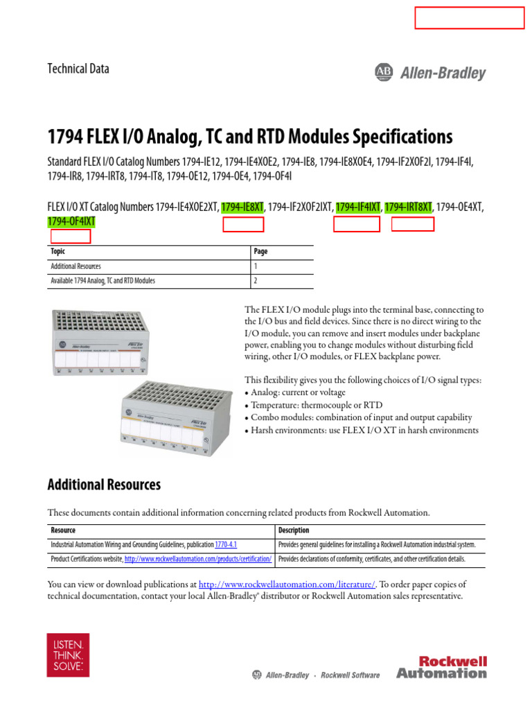 3,6,9,10 - 1794 Flex I-O Analog, TC & RTD Modules | PDF | Input/Output ...