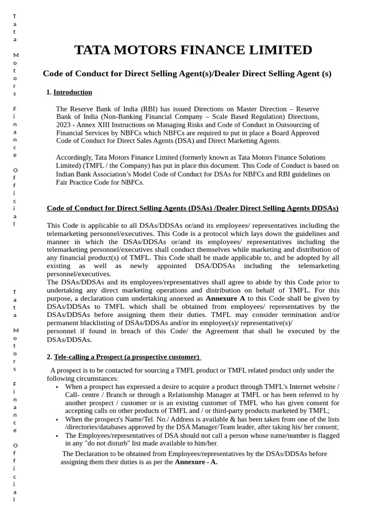 Code for Tata Motors Sales Agents | PDF