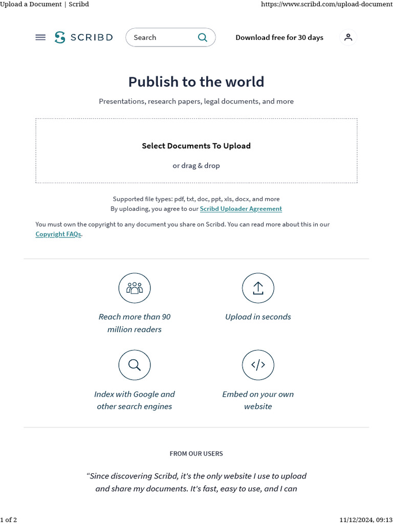 Upload and Share Documents on Scribd | PDF | Scribd | Web 2.0