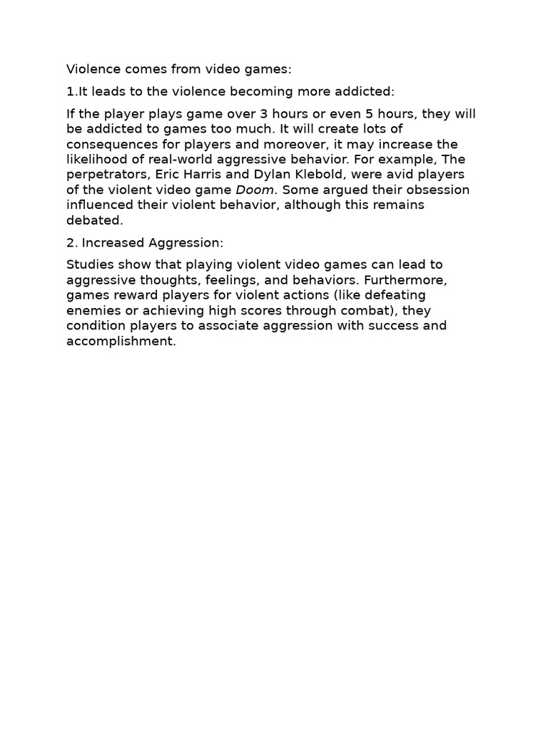 Impact of Violent Video Games on Behavior | PDF