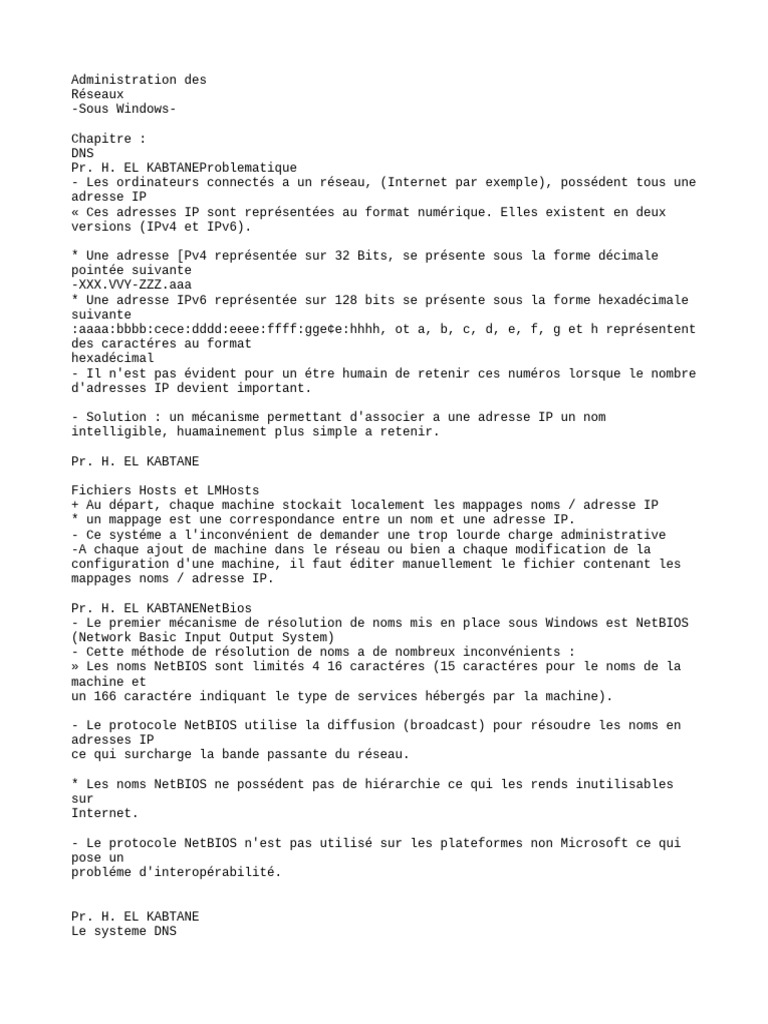Comprendre le système DNS sous Windows | PDF | Système de noms de ...