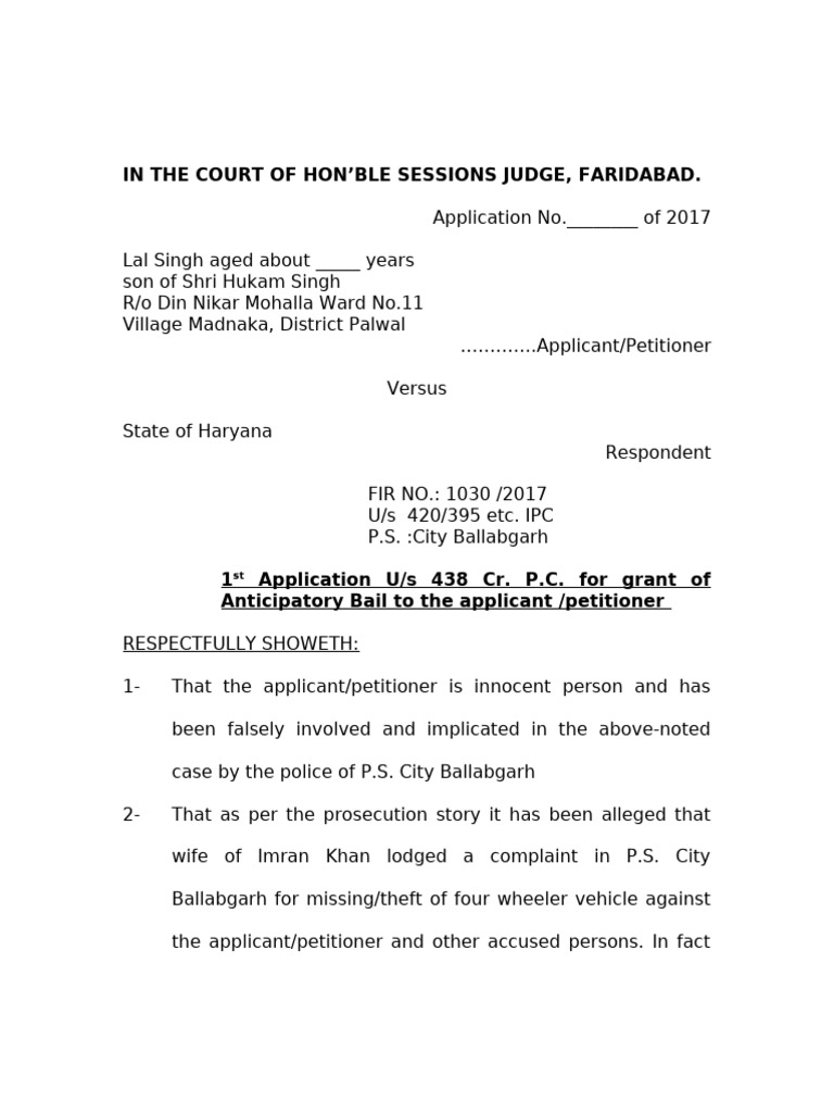 Anticipatory Bail Applications in IPC 420 | PDF | Bail | Affidavit