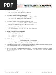 Chemsheets AS 1053 (Hesss Law 4 - A mixture)