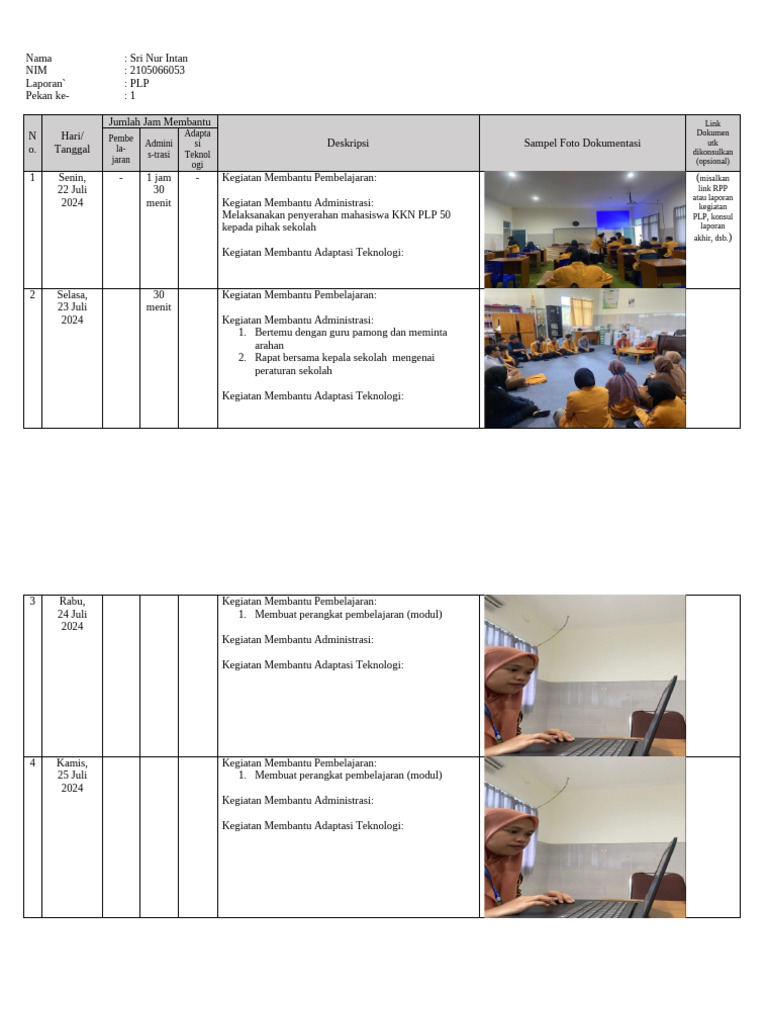 Logbook PLP-Template Standar Logbook PLP (Fleksibel, Boleh Berbeda ...