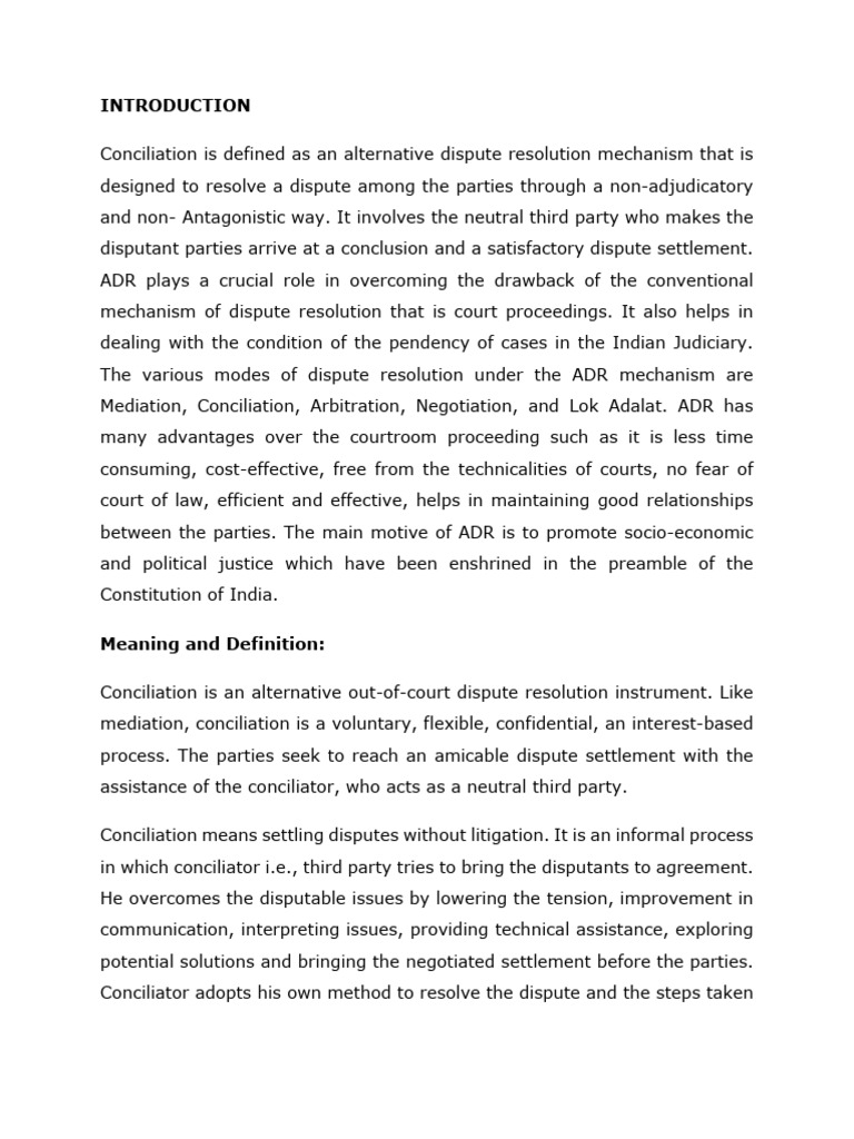 Conciliation Problem Final | PDF | Alternative Dispute Resolution ...