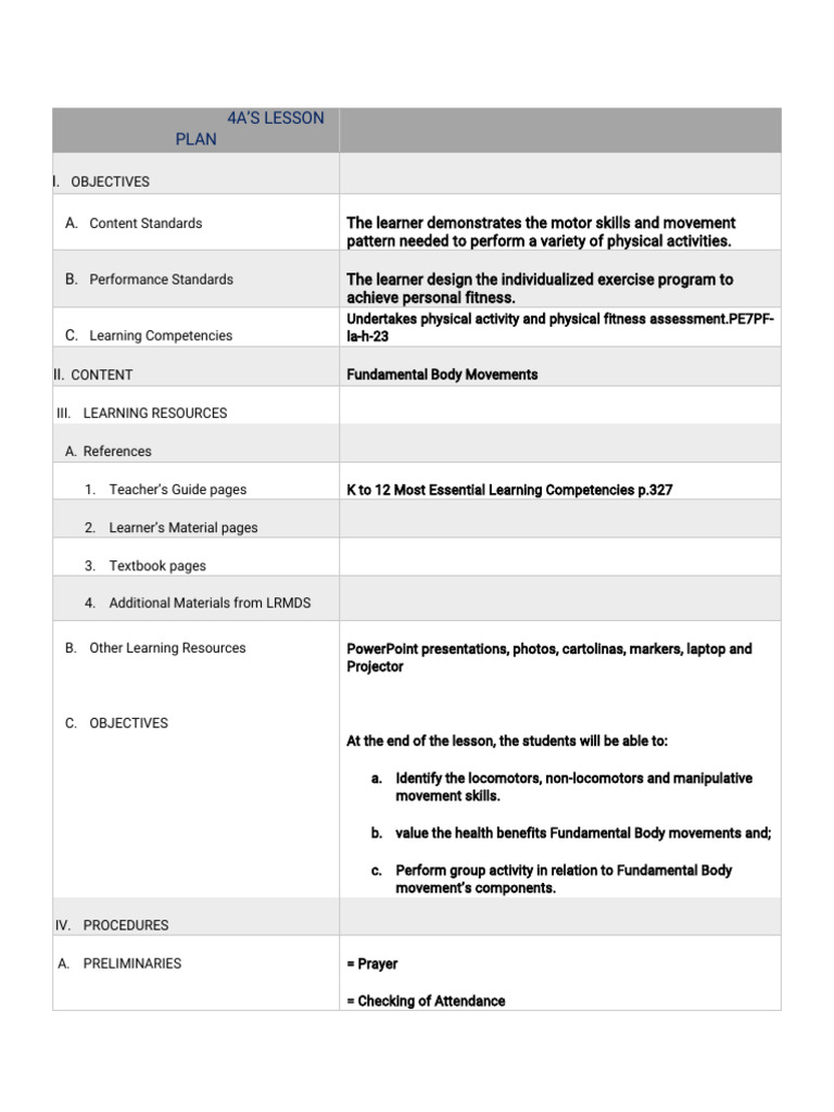 Leson Plan 4as and 5es | PDF