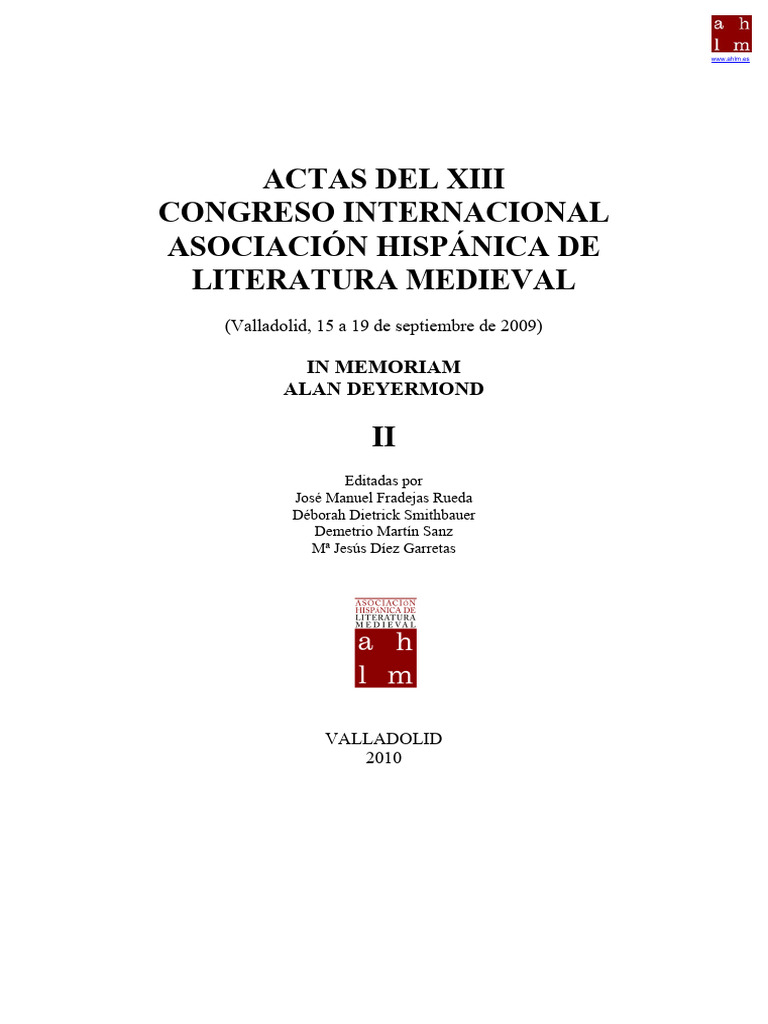 Actas Del Xiii Congreso Internacional Asociación Hispánica de ...