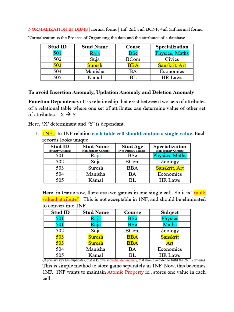 Database Normalization: 1NF to 5NF Guide | PDF | Computing | Databases