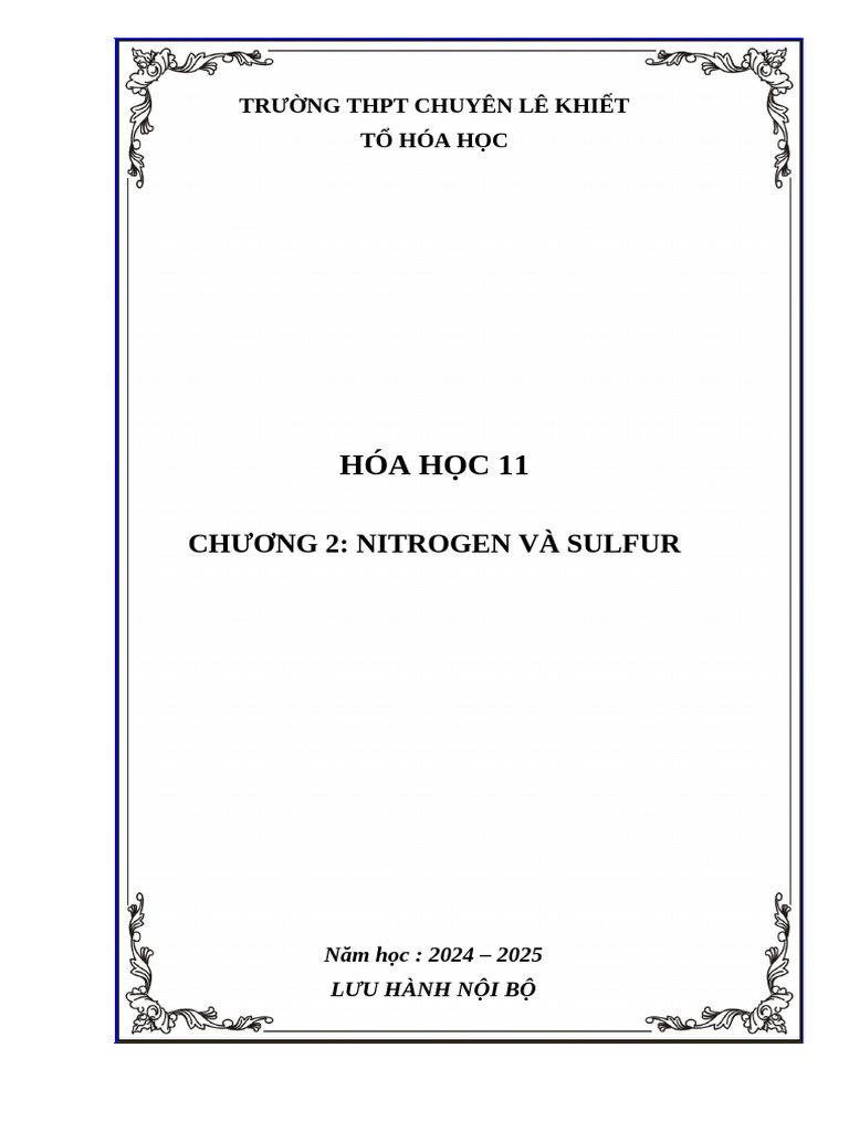 CH%C6%AF%C6%A0NG 2 - NITROGEN V%C3%80 SULFUR HS | PDF