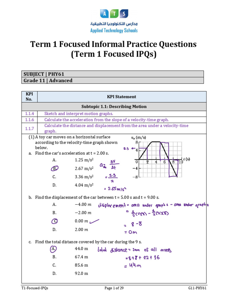 Grade 11 Physics Term 1 Practice Questions | PDF | Force | Collision