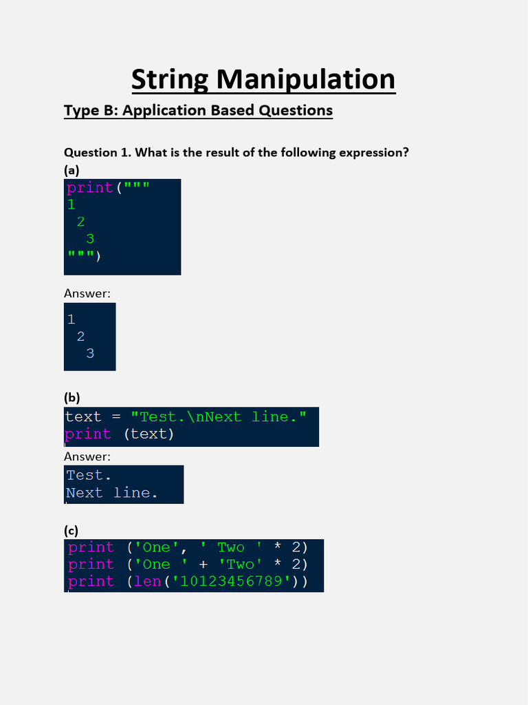 String Manipulation Type B Quesitons | PDF | Computer Programming ...