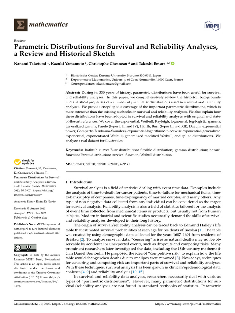 Mathematics 10 03907 | PDF | Reliability Engineering | Probability ...