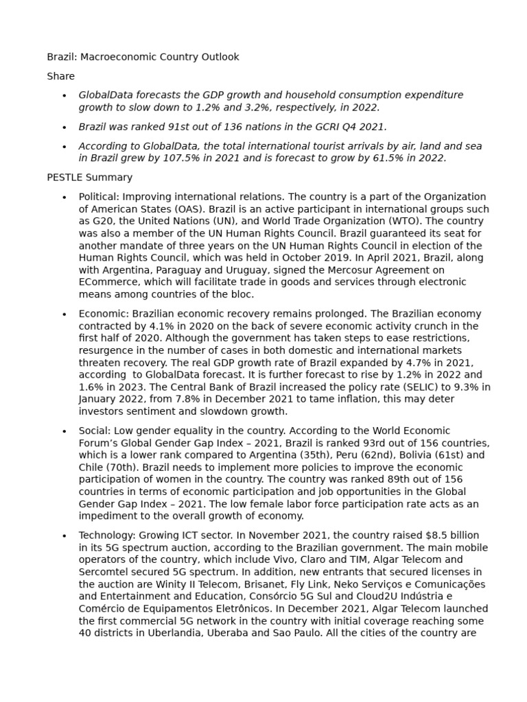 Brazil Macroeconomic Outlook 2022 Analysis | PDF | Fiscal Policy ...