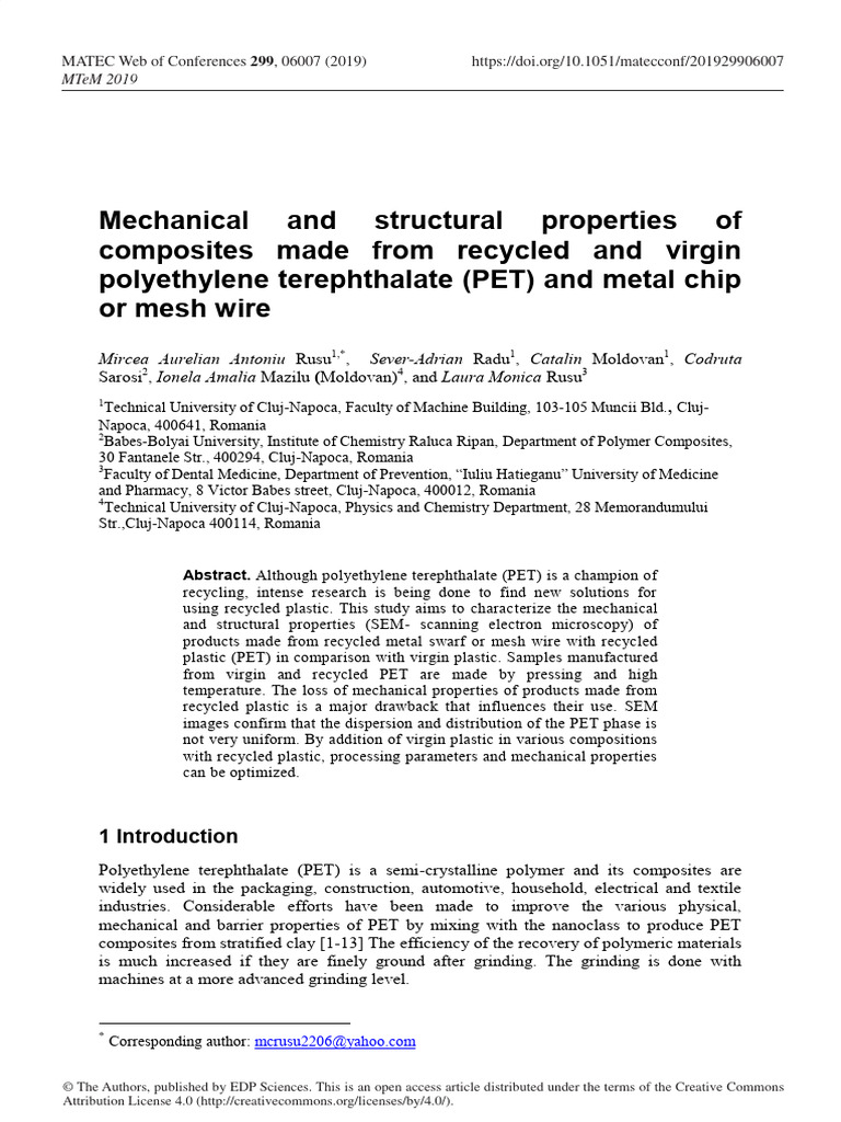 Mechanical Properties of PET Composites | PDF | Composite Material ...