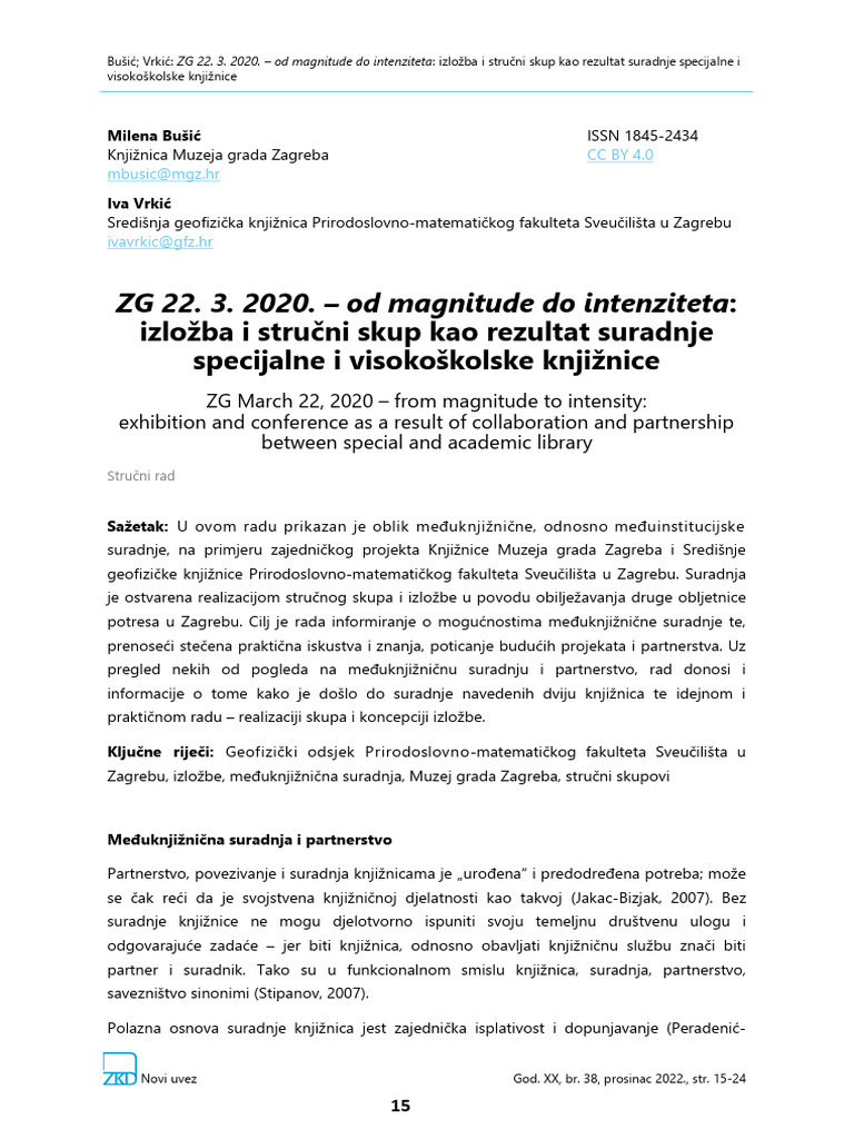 Busic - Vrkic - ZG 22. 3. 2020. - Od Magnitude Do Intenziteta | PDF
