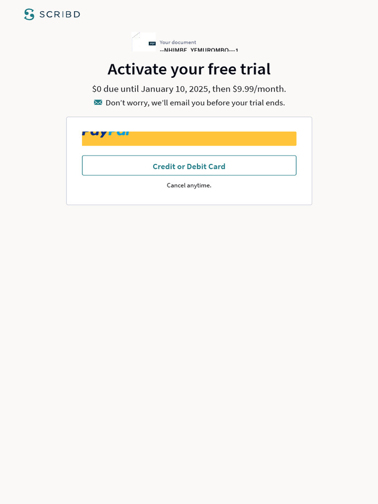 Free Trial for Scribd Subscription PDF